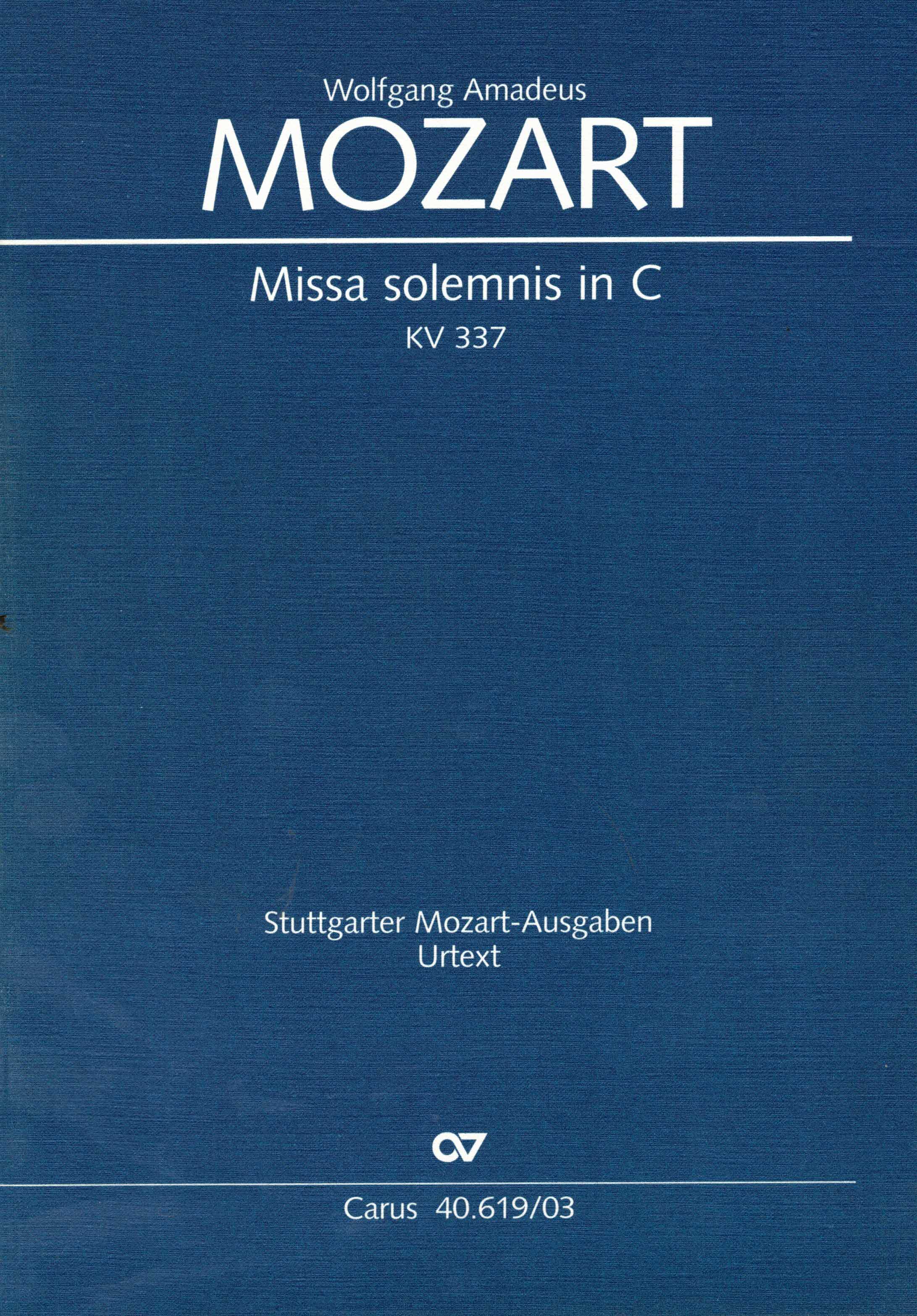 Janz, Bernhard:  Wolfgang Amadeus Mozart. Missa solemnis in C (KV 337). Stuttgarter Mozart-Ausgaben. Urtext. 