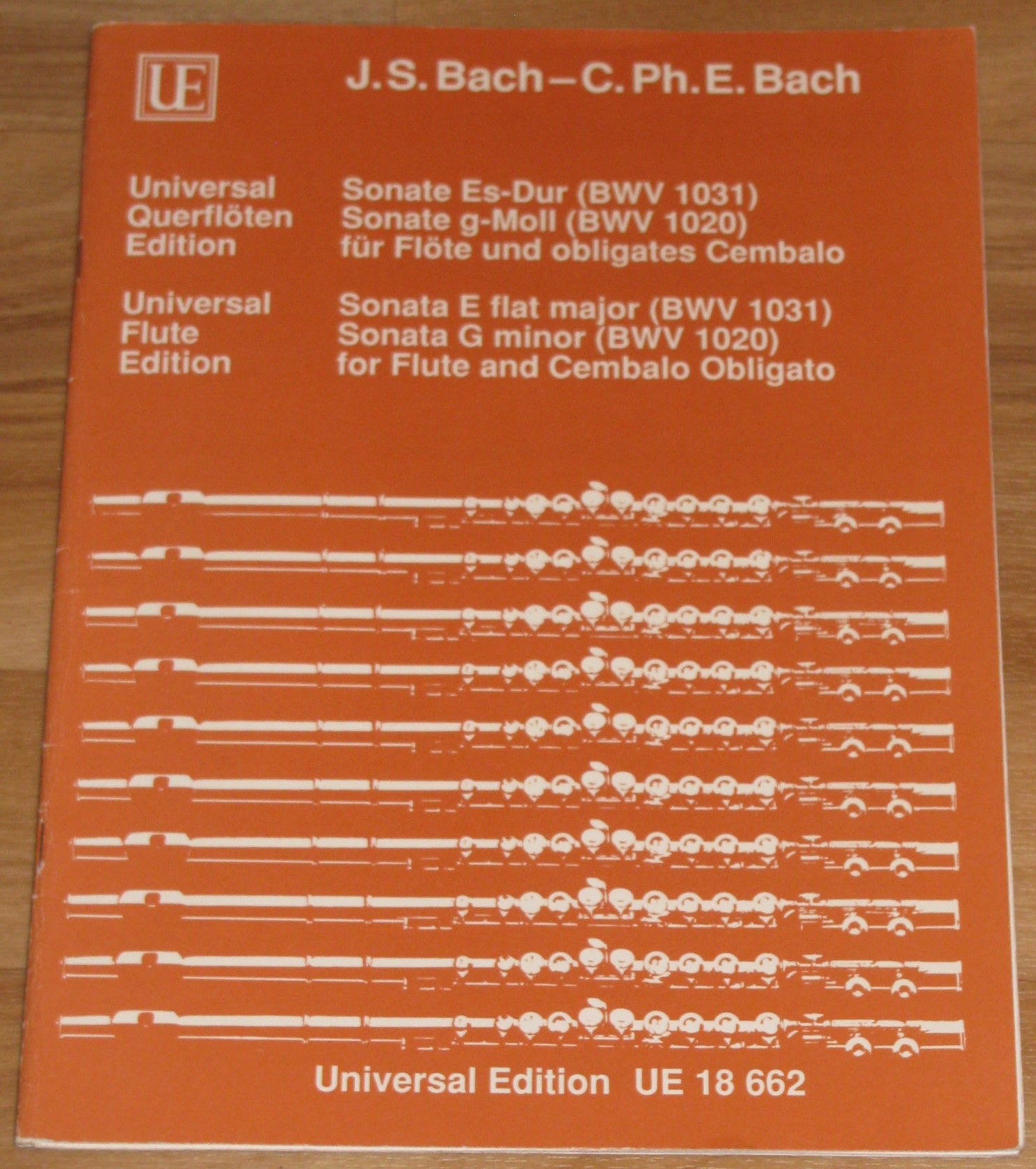   J. S. Bach-C. Ph. E. Bach. Sonate Es-Dur (BWV 1031) / Sonate g-Moll (BWV 1020) für Flöte und obligates Cembalo. 