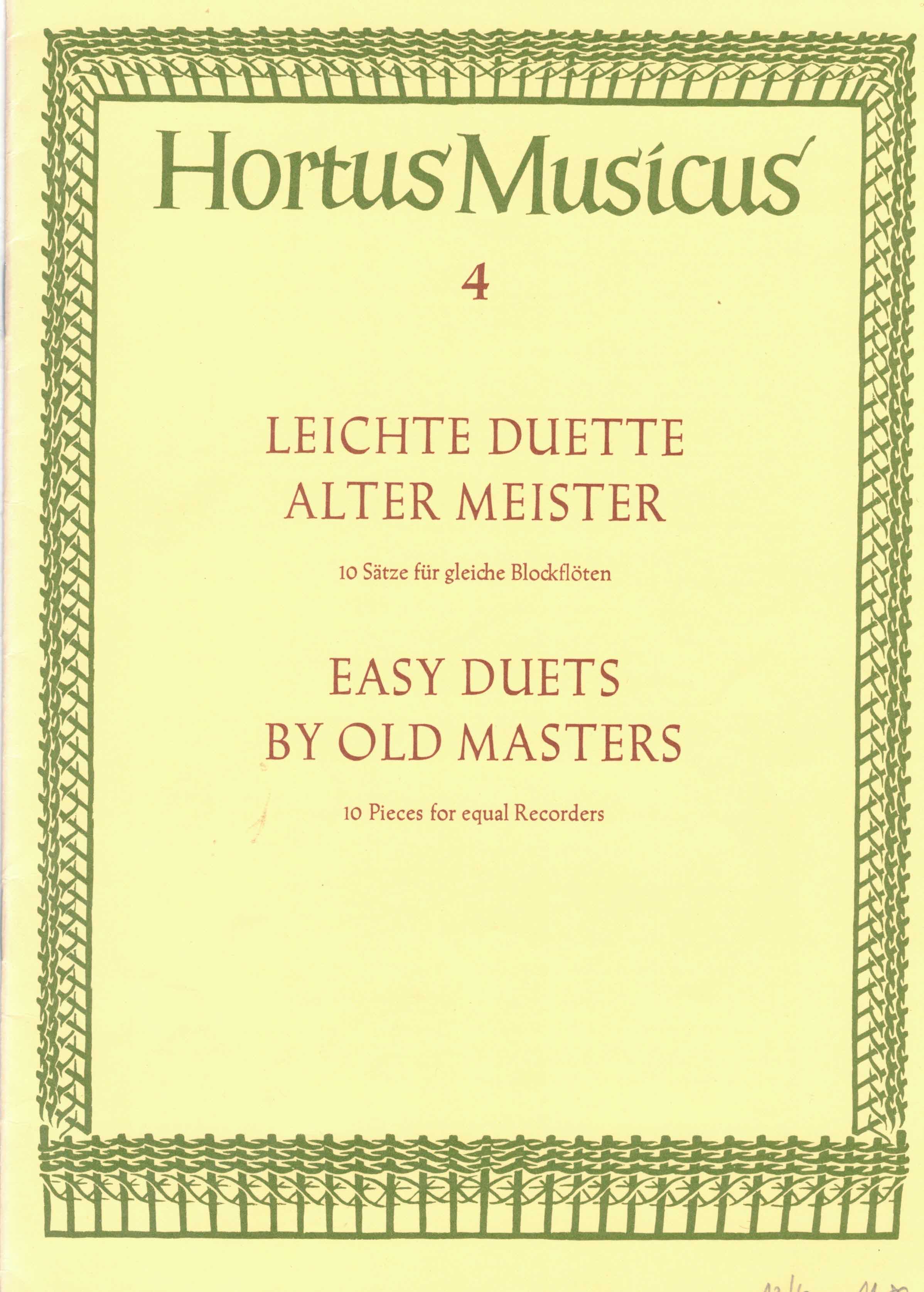 Pudelko, Walther (Hrsg.):  Leichte Duette alter Meister. 10 Sätze für gleiche Blockflöten oder andere Instrumente. 