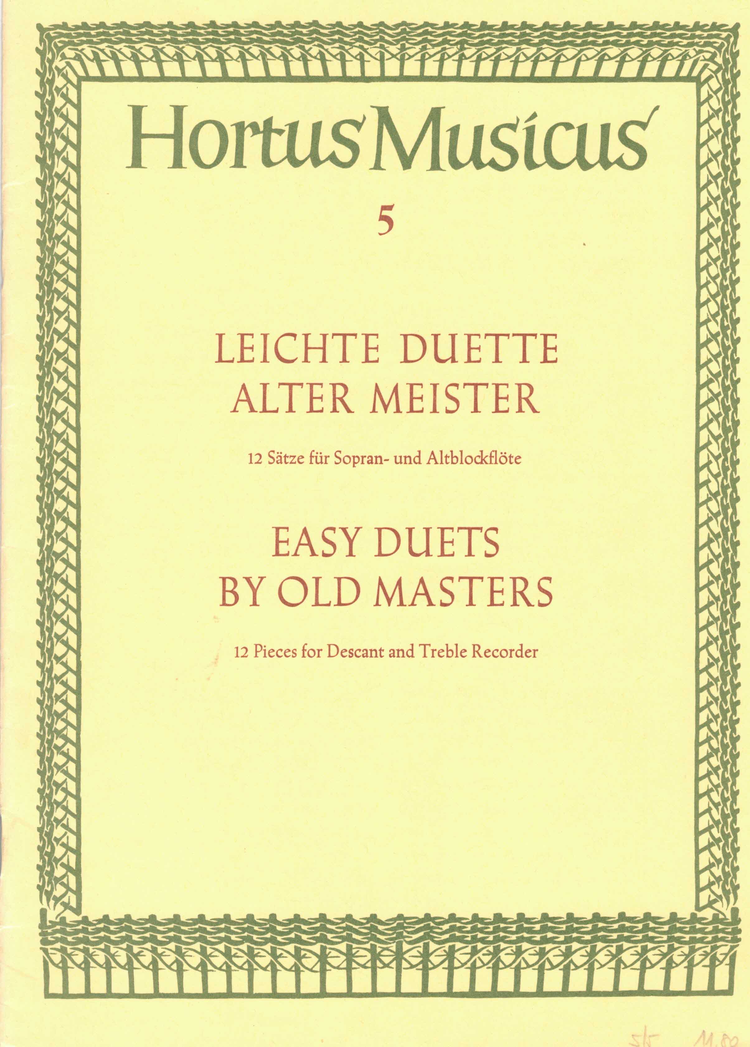 Pudelko, Walther (Hrsg.):  Leichte Duette alter Meister. 12 Sätze für Sopran- und Alt-Blockflöte oder andere Instrumente. 