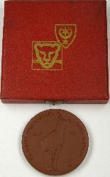   Porzellan-Medaille 80 Jahre Zoologischer Garten Halle 1901-1981 im Etui 