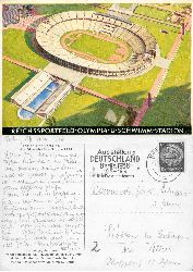   Werbepostkarte Nr. 9 fr die Olympischen Spiele 1936. Reichssportfeld und Schwimm-Stadion. 