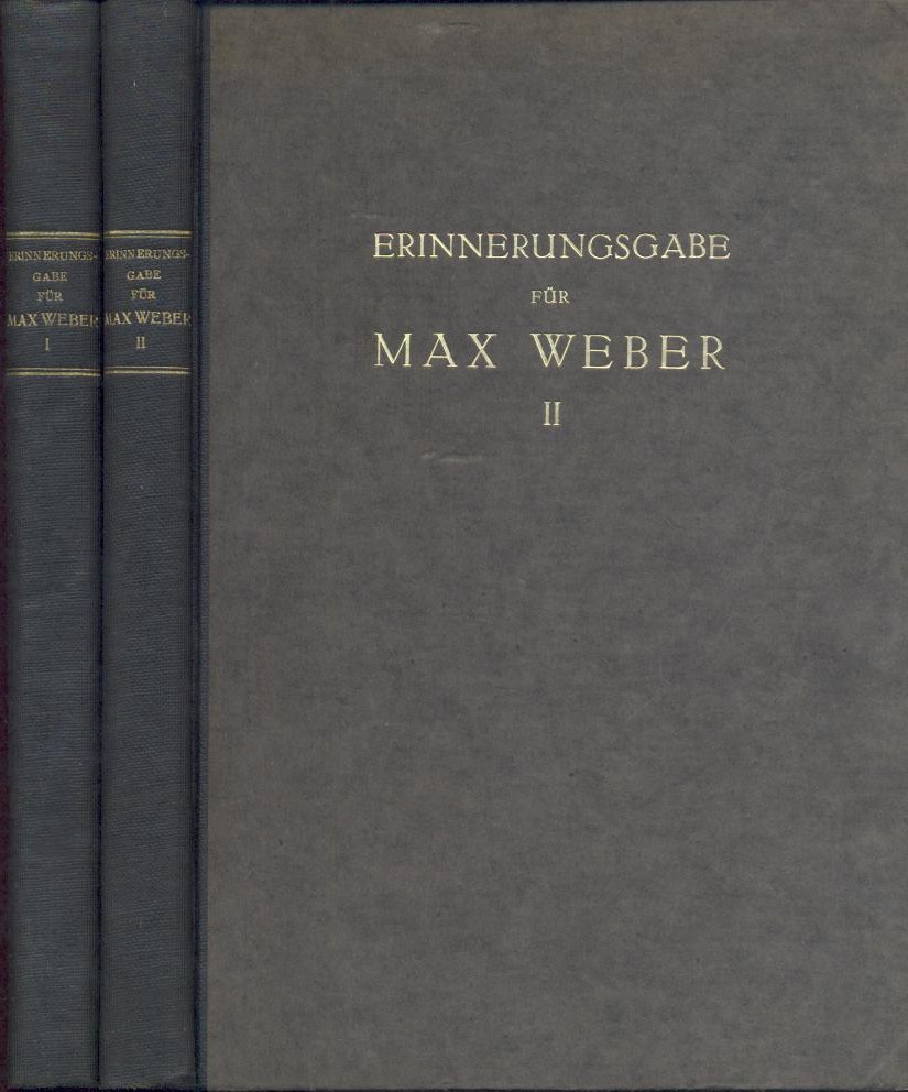 Weber - Palyi, Melchior (Hrsg.)  Hauptprobleme der Soziologie. Erinnerungsgabe für Max Weber. In Gemeinschaft mit G. v. Schulze-Gaevernitz, F. v. Gottl-Ottlilienfeld, L. M. Hartmann, F. Tönnies, C. Brinkmann, W. Wittich u. a. hrsg. v. Melchior Palyi. 2 Bände. 