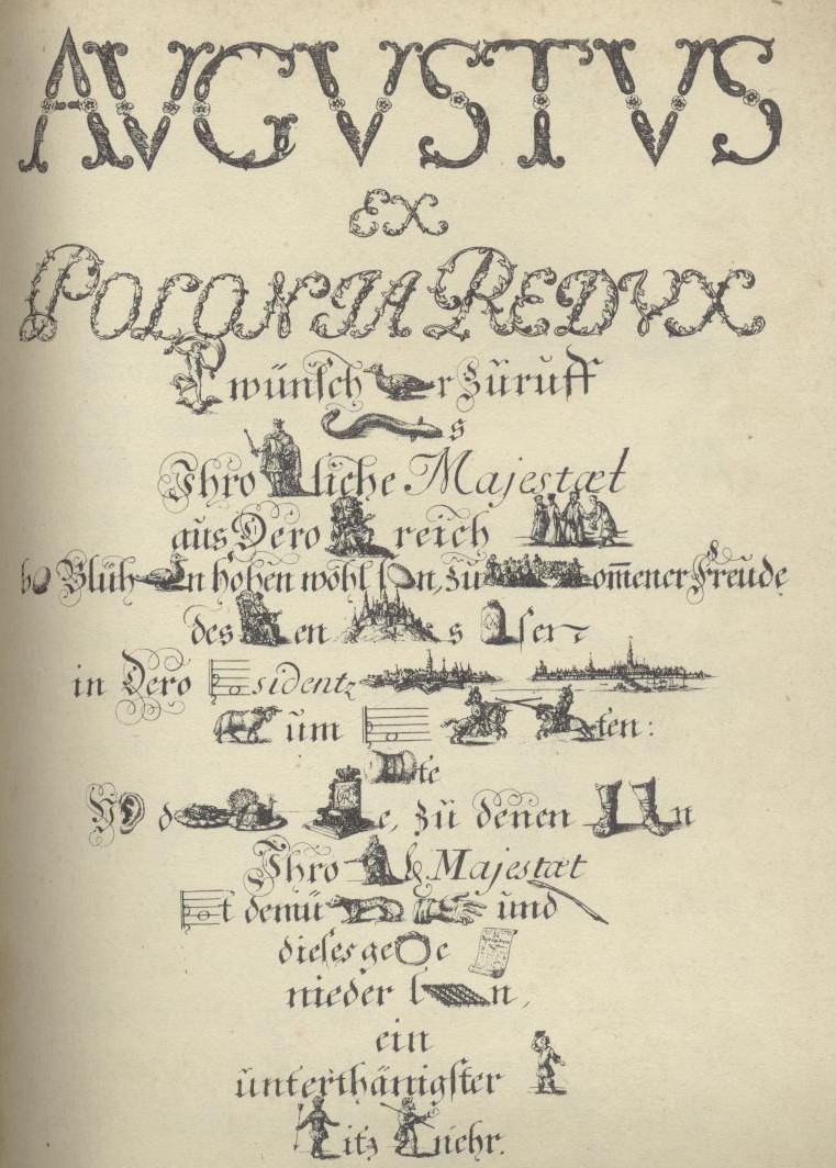 Bodenehr, Moritz  Augustus ex Polonia redux. 1727. Neudruck für die 32. Versammlung des Vereins Deutscher Bibliothekare. Widmung des Oberbürgermeisters der Landeshauptstadt Dresden Ernst Zörner. Hrsg. und mit Nachwort von Georg Hermann Müller. 