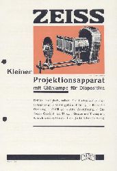 Zeiss, Carl  Zeiss Kleiner Projektionsapparat mit Glhlampe fr Diapositive. Zeiss-Druckschrift Mikro 428. Prospekt. 