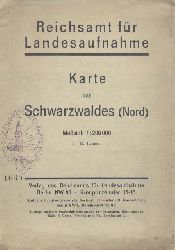 Reichsamt fr Landesaufnahme (Hrsg.)  Karte des Schwarzwaldes (Nord). Hrsg. v. d. Preuischen Landesaufnahme. Mastab 1:200000. 3.-12. Tsd. 