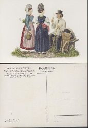 Schmid, David Aloys  Alte Schweizer Trachten. Anciens Costumes Suisses. 17 Postkarten. 