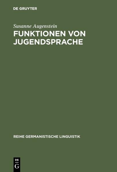 Augenstein, Susanne:  Funktionen von Jugendsprache. Studien zu verschiedenen Gesprächstypen des Dialogs Jugendlicher mit Erwachsenen. (=Reihe Germanistische Linguistik ; 192). 