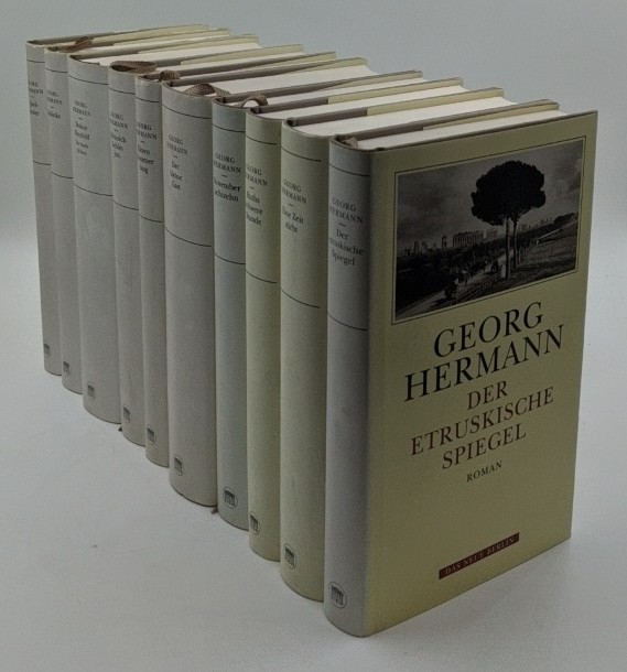 Hermann, Georg und Gert Mattenklott [Hrsg.]:  Georg Hermann, Werke und Briefe - Konvolut aus 10 Teilbänden [von 13 erschienenen] : 1. Spielkinder / 4: Kubinke / 5: Doktor Herzfeld : die Nacht, Schnee / 6. Heinrich Schön jun. / 7.1. Einen Sommer lang : Kette I, erster Teil / 7.2. Der kleine Gast : Kette I, zweiter Teil / 8.1. November achtzehn : Kette II, erster Teil / 8.2. Ruths schwere Stunde : Kette II, zweiter Teil / 8.3. Eine Zeit stirbt : Kette II, dritter Teil / 12. Der etruskische Spiegel [Es fehlen Bd. 2, 3 und 14 / Bd. 9-11 und 13 nicht erschienen]. 