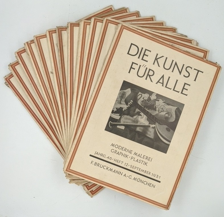 Schwartz, Fritz [Begr.] und P. Kirchgraber [Hrsg.]:  Die Kunst für alle [Zeitschrift] - 46. Jahrgang, 12 Hefte [komplett] : Heft 1, Oktober 1930 - Heft 12, September 1931. 