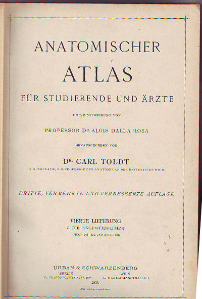 Told, Carl:  Anatomischer Atlas für Studierende und Ärzte. 