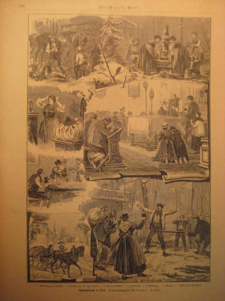 Grögler, W.  Lichtmeßbräuche in Tirol (Holzstiche auf einem Blatt nach einer Originalzeichnung W. Gröger) 