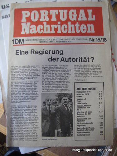 o. Autor  Portugal-Nachrichten Nr. 15/16 (Wochenzeitung für ein sozialistisches Portugal; Montag 15.12.1975) 