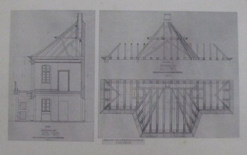 Dörr, Hermann  2 Blatt Architekturzeitung "Gartenhaus 1774 in Mannheim, je 2 Ansichten" 