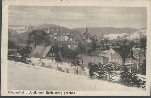 ohne Autor  Ansichtskarte Klingenthal im Vogtland vom Bartelsberg gesehen 