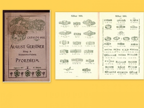 Gerstner, August  Catalog 1902. (Neueste Preisliste Ring- & Bijouterie-Fabrik (Fabrikation in Trauringen, Steinringen für Herren und Damen, Kreuzen, Ohrringen, Armbänder, Ketten, Broschen usw. 