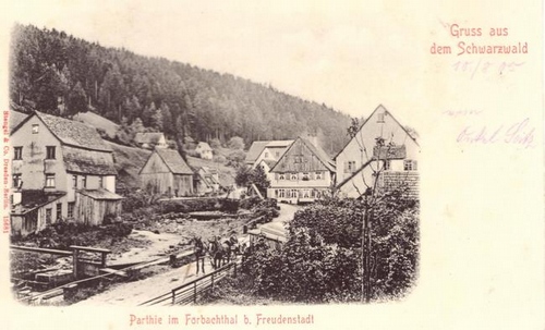   Ansichtskarte Parthie im Forbachthal bei Freudenstadt (Gruss aus dem Schwarzwald) 