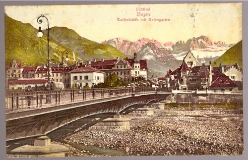   Ansichtskarte AK Bozen. Talferbrücke mit Rosengarten 