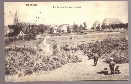   Ansichtskarte AK Herford. Partie am Lehrerseminar 