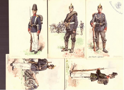 Becker, Carl  5 Ansichtskarten verschiedene Militärs / Lützows Infanterie Regiment 