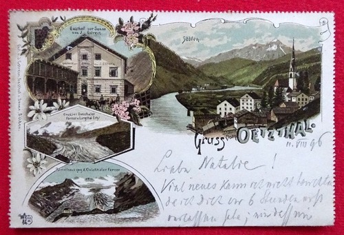   Ansichtskarte AK Litho 3 Motive (Gasthaus zur Sonne etc.). Gruss vom Oetzthal 