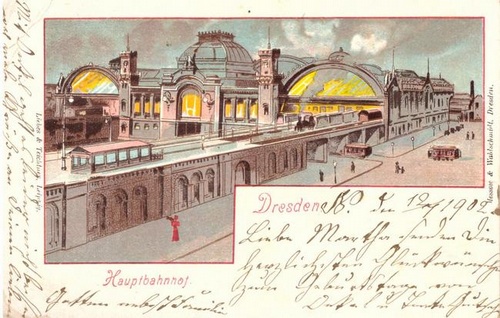   Ansichtskarte AK Dresden. Hauptbahnhof (Farblitho) 