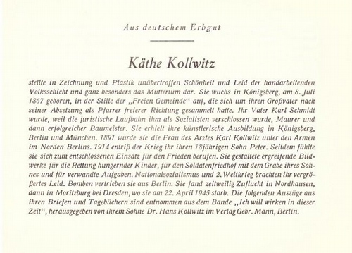Mensching, Wilhelm (Bückeburg, Freundschaftsheim)  2 Titel / 1. Käthe Kollwitz (a.d. Reihe: "Aus deutschem Erbgut") 