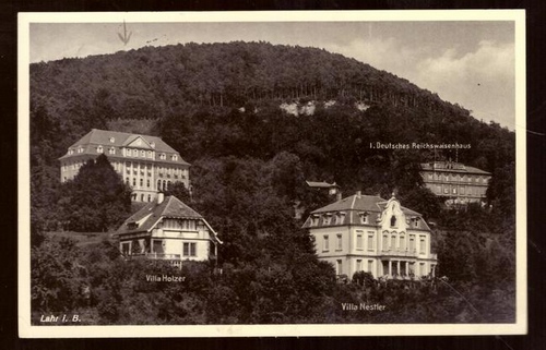   Ansichtskarte Lahr. Villa Holzer, Villa Nestler, I. Deutsches Reichswaisenhaus 