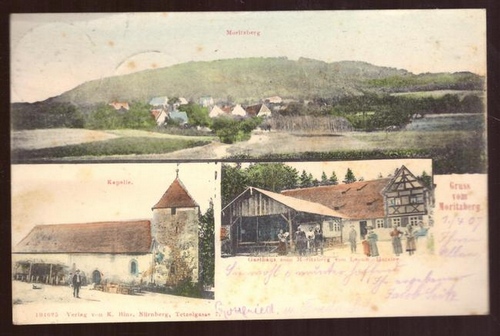   Ansichtskarte AK Gruss vom Moritzberg (3 Motive; Kapelle, Moritzberg, Gasthaus zum Moritzberg Leonh. Hutzler) 