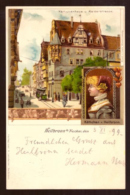   Ansichtskarte Ak Heilbronn am Necker. Käthchenhaus u. Kaiserstrasse, (Litho) 