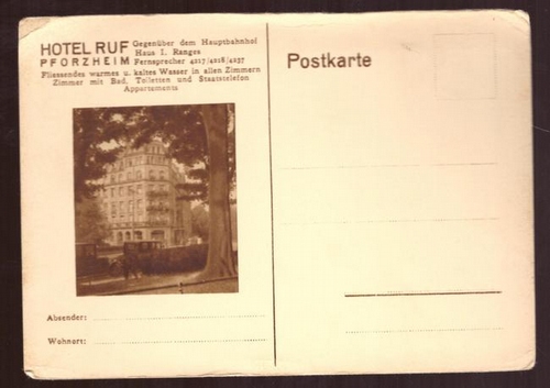   Ansichtskarte AK Pforzheim. Hotel Ruf gegenüber dem Hauptbahnhof 