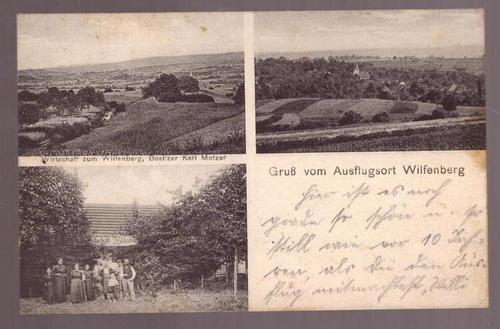   Ansichtskarte Gruß vom Ausflugsort Wilfenberg (Oberderdingen) (3 Motive. Wirtschaft zum Wilfenberg Karl Motzer u.a.) 