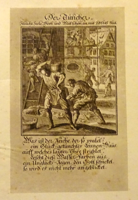 anonym, (d.i. Weigel Christoph d.Ä.)  Gravure nach einem alten Kupferstich "Der Tüncher (mit Text) 