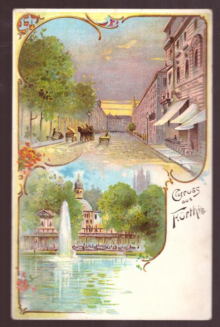   Ansichtskarte AK Gruss aus Fürth i.B. Hotel National (Farblitho) 