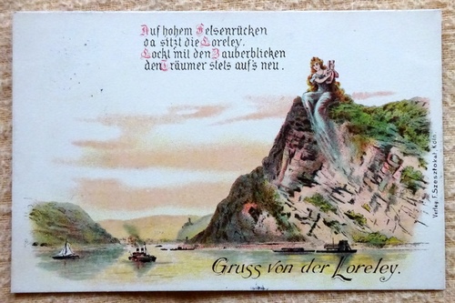   Ansichtskarte AK Gruss von der Loreley (Farblitho mit Spruch) 