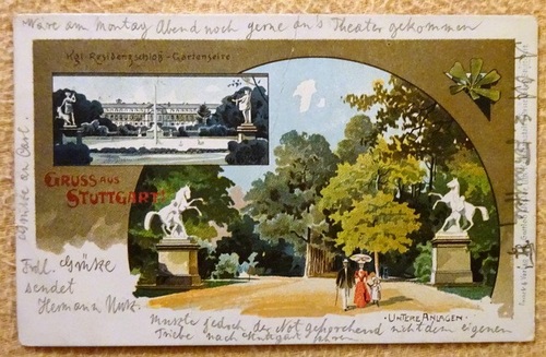   Ansichtskarte AK Gruss aus Stuttgart. Kgl. Residenzschloß'- Gartenseite (Farblitho) 