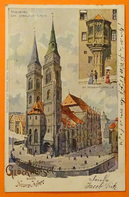   Ansichtskarte AK Nürnberg. Skt.-Sebaldus-Kirche / Das Pfarrhof-Chorlein (Neujahrskarte) 