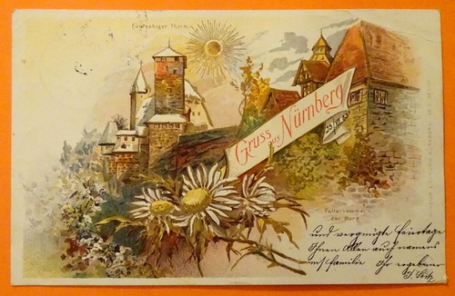   Ansichtskarte AK Gruss aus Nürnberg. Fünfeckiger Thurm; Folterkammer der Burg (Farblitho) 