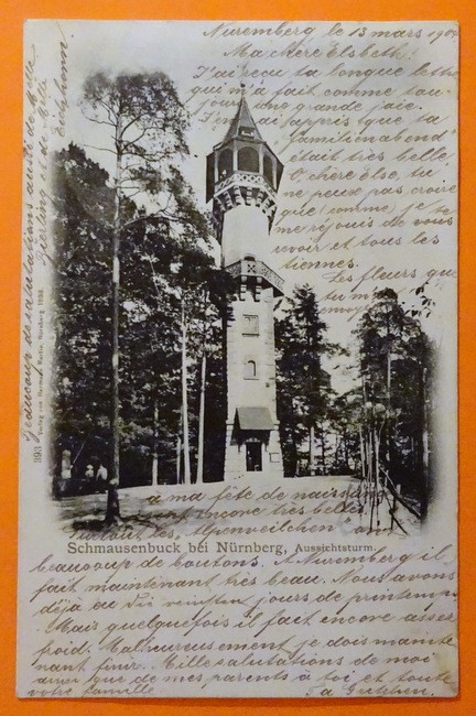   Ansichtskarte AK Schmausenbuck bei Nürnberg. Aussichtsturm 
