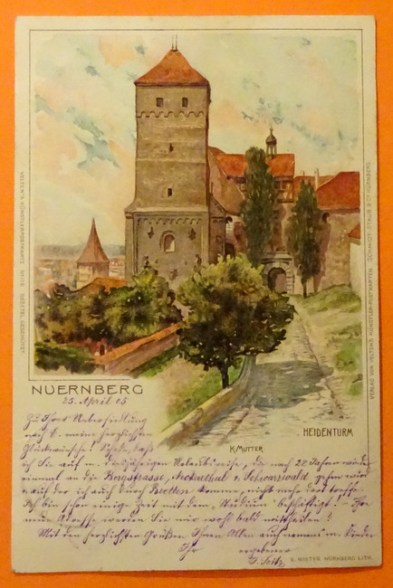   Ansichtskarte AK Nürnberg.. Heidenturm (Künstler-Karte v. Karl Mutter) 
