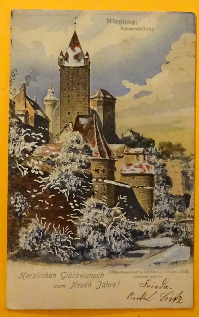   Ansichtskarte AK Nürnberg. Kaiserstallung (Herzlichen Glückwunsch zum Neuen Jahre) 