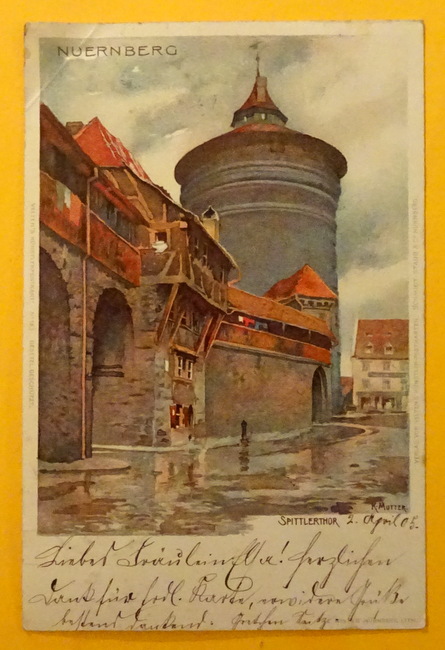   Ansichtskarte AK Nürnberg. Spittlerthor (Künstler-AK v. Karl Mutter) 