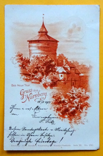   Ansichtskarte AK Gruss aus Nürnberg. Das Neue Thor (Monotint-Postkarte) 
