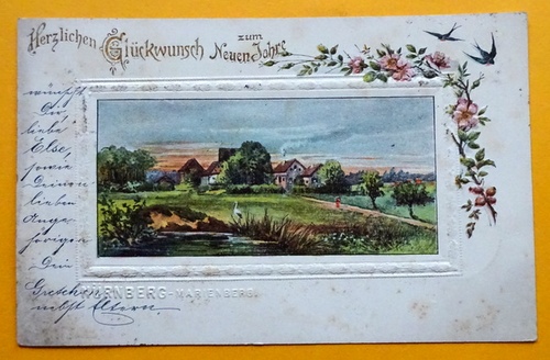   Ansichtskarte AK Nürnberg. Marienberg (Herlichen Glückwunsch zum Neuen Jahre; Farblitho) 