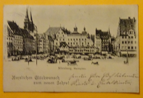   Ansichtskarte AK Nürnberg. Marktplatz (Herzlichen Glückwunsch zum Neuen Jahre) 