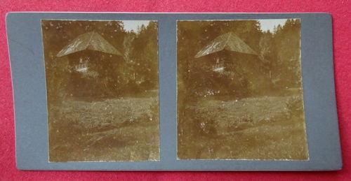   Original Stereoskopie-Fotografie (Stereobild. Stereophotographie). Altes Schwarzwaldhaus bei Neueck 1910 