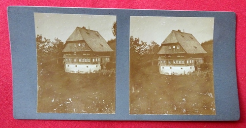   Original Stereoskopie-Fotografie (Stereobild. Stereophotographie). Schwarzwaldhaus bei Neueck 1910 