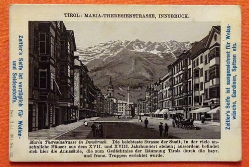   Reklamebild /  Kaufmannsbild / Sammelbild / Kaufmannsbild Zeitler's Seife (Tirol: Maria-Theresienstrasse, Innsbruck) 