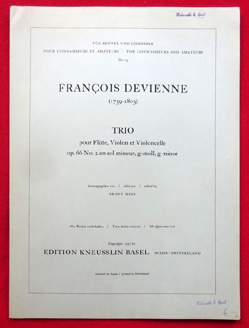 Devienne, Francois  Trio pour Flute, Violon et Violoncello Op. 66 No. 2 en sol mineur, g-moll, g minor 