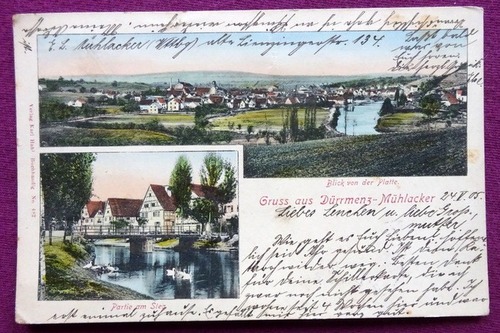   Ansichtskarte AK Gruß aus Dürrmenz-Mühlacker (Blick von der Platte, Partie am Sieg) 